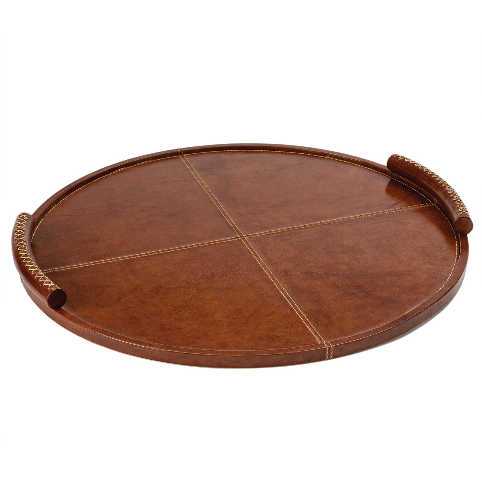 Forte Leather Tray Round Large | Regina Andrew Detroit